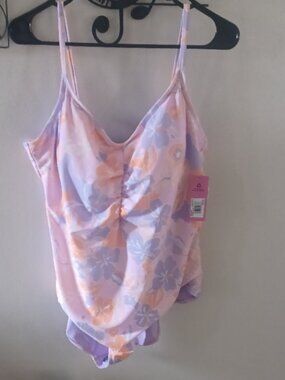 NWT Plus Ninety-Nine One Piece Purple Orange One Piece Bathing Suit 2X